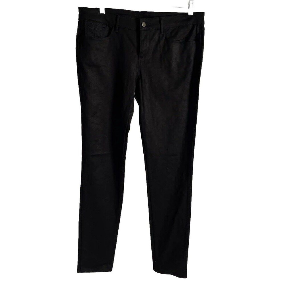 Vintage Believe Women’s Navy Blue Coated Skinny Jeans Size 29 Metallic Waxed